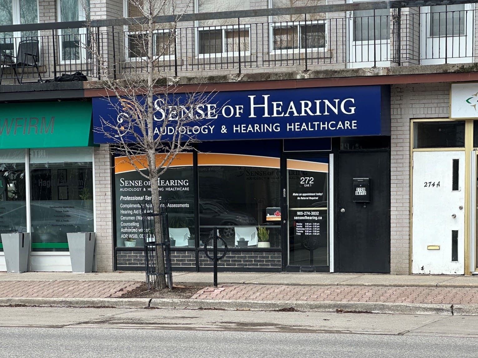 Street view of the Sense of Hearing Port Credit clinic on Lakeshore Road